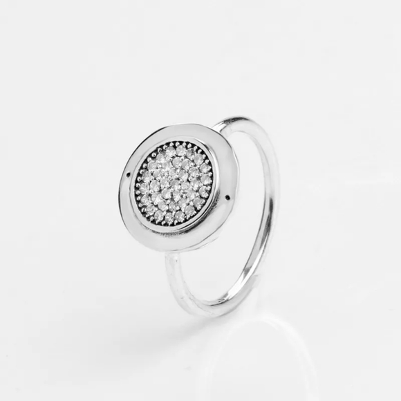 Pave Inlaid Diamond Circle Ring | 925 Sterling Silver - Picture 6 of 15